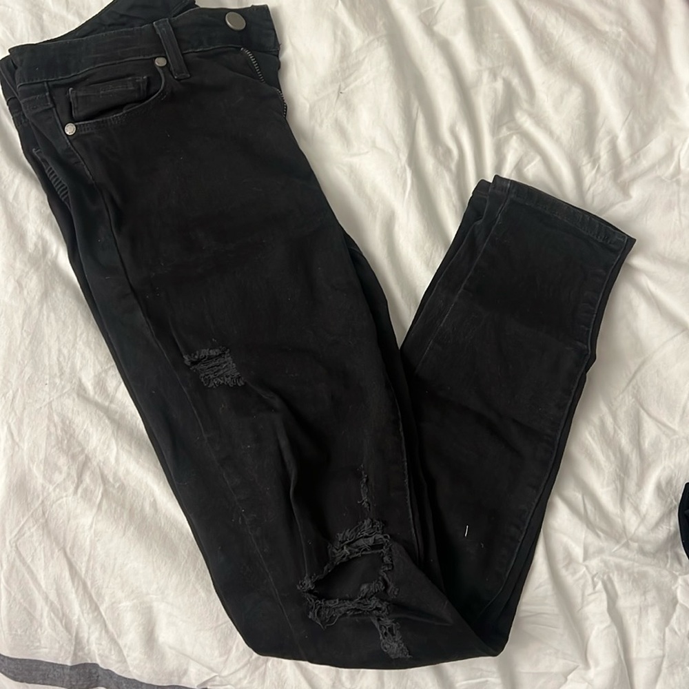 Paige black distressed jeans. Size 27.